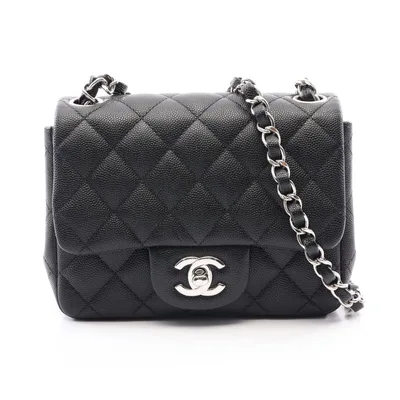 【8%OFFクーポン×P5倍 10/10 0時〜10/13 9:59】シャネル CHANEL ミニマトラッセ ショルダーバッグ バッグ キャビアスキン(グレインドカーフ) レディース ブラック系 【中古】