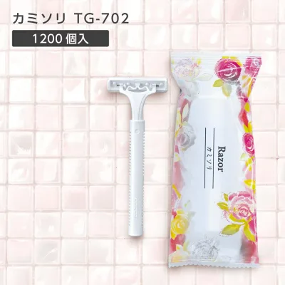 【1200個】 使い捨て カミソリ 剃刀 T字 ホテル アメニティ 業務用 個包装 TG-702 DORCO ドルコ 2枚刃 スムーサー付 首振り バラ咲き誇る 【受注生産】