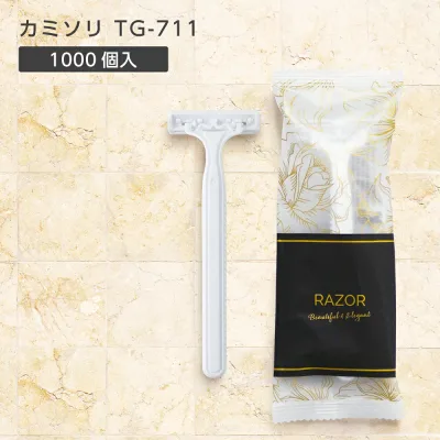 【1000個】 使い捨て カミソリ 剃刀 T字 ホテル アメニティ 業務用 個包装 TG-711 DORCO ドルコ 2枚刃 スムーサー付 首振り ブロッサム