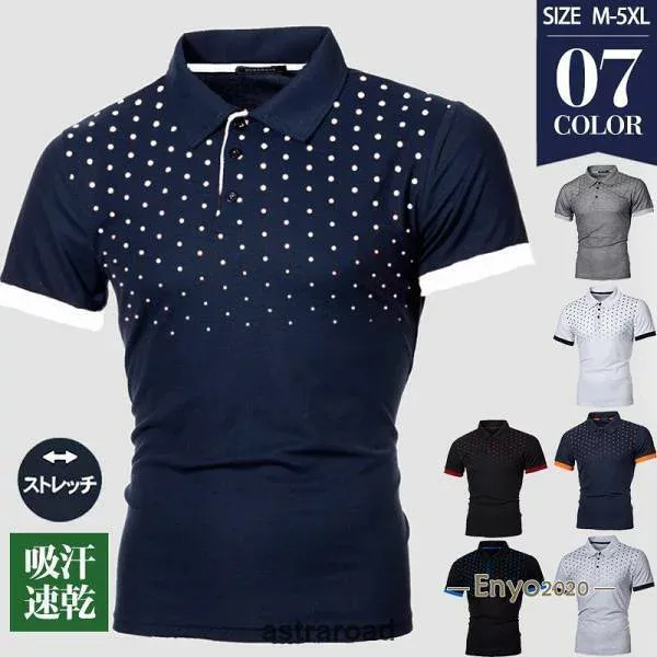 Golf Wear, Polo Shirt, Short Sleeve, Men's Golf Shirt, T-Shirt, Polka Dot Pattern, Business, Golf, Sports, Sweat Absorbent, Quick Drying, Father's Day, Loungewear, Stylish Summer