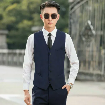 スーツ メンズ 男性用 春秋 ベスト付き スリムフィット ビジネス カジュアル フォーマル 3点セット 黒 紺 グレー ワインレッド 白シャツ パンツ 上下 セットアップ オフィス 通勤