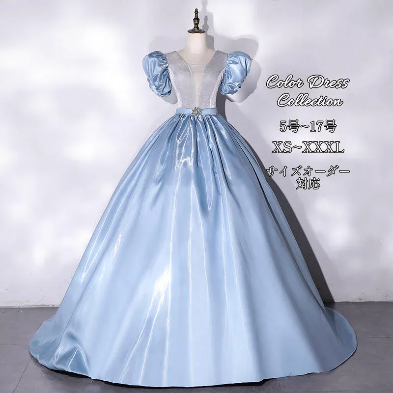 カラードレス ウエディング プリンセスラインドレス 結婚式 花嫁 ロングドレス 二次会 高級感 演奏会用ドレス おしゃれ パーティードレス 上品 編み上げ 声楽 ドレス 高校生 ピアノ発表会 エレガント ステージドレス シンプル 可愛い オーダーメイド 新作