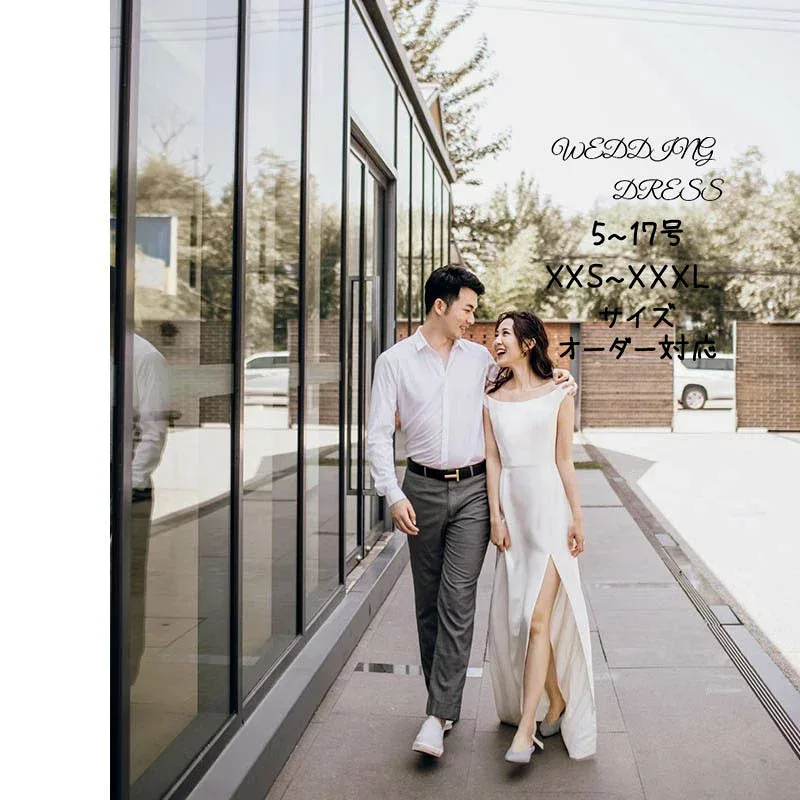 Wedding dress long dress wedding dress satin black white off shoulder slit simple slender lace-up zipper custom made maxi length pre-photo shoot photo wedding after-party bride wedding reception overseas wedding ceremony location shoot honeymoon