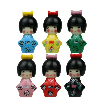 4cm 小さい6個セット 芸者人形 三五七 小物 土産 外国人 プレゼント 園芸小道具 樹脂 着物 木製 テーブル 和風 ミニ 着物