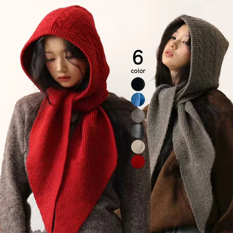 マフラー フード付き 帽子 上品 ニット 耳あて おしゃれ かわいい レディース 秋冬 冬物 防風 小顔見え オフィス 通勤 あったか 通学 一