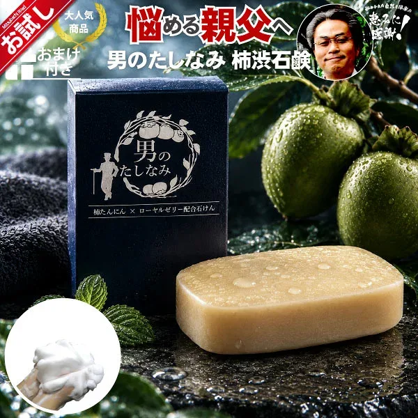 【初回 お試し】 柿渋石鹸 男のたしなみ (100g) 【クーポン配布中】 固型石鹸 カキタンニン 柿渋石けん 柿渋せっけん 送料込【送料無料】