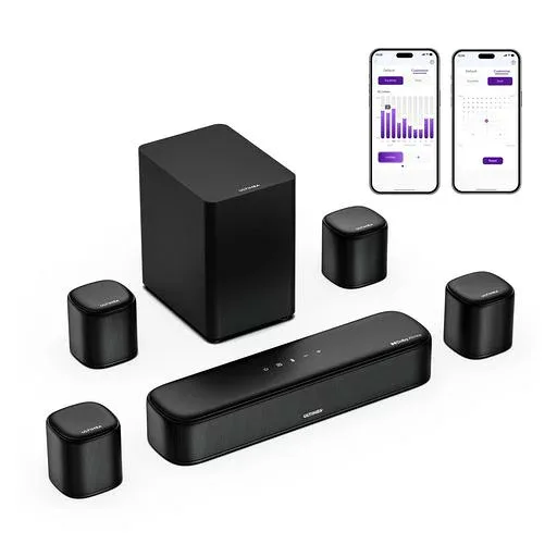 ULTIMEA 7.1ch サウンドバー Dolby Atmos 350W BassMX搭載 サブウーファー&サラウンドスピーカー付き HDMI eARC/Bluetooth/光/AUX/USB対応 APP制御対応 重低音 ホームシアター スピーカー