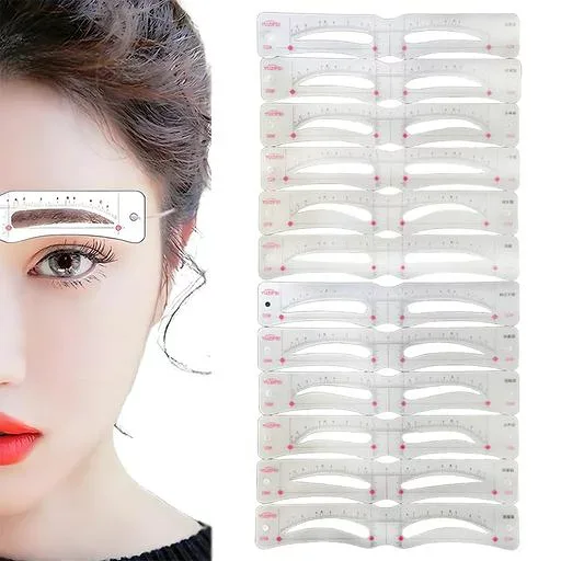 TUMETINSS 眉毛テンプレート レディース メンズ 眉毛プレート 眉毛ステンシル 眉毛ガイド 眉毛シール 初心者用 簡単に描ける 眉毛メイクツール 化粧道具 12種類セット