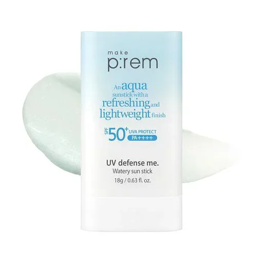make prem メイクプレム UV ディフェンス ミー ウォータリー サンスティック 18g 日焼け止めスティック うるおいたっぷり しっとり密着 ひんやり清涼感