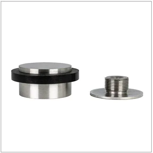 EVI金具|粘着式ドアストッパー|35x20mm|ステンレス製・黒色天然シリコンゴム|2つの取付モード:粘着式またはネジ+固定ダボ+ネジ式粘着ベース付属|I-04020335x19DUAL