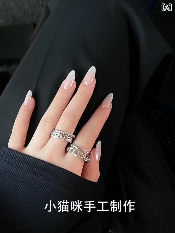 ネイル アート パッチ 完全にの ヘイリーと 同じ 白い 月光 パール 粉 貝 手 着用 ネイルアート 完成 品