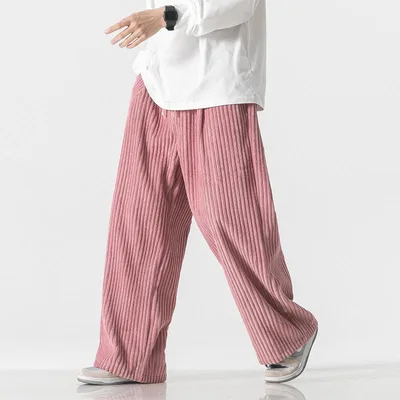 パンツ メンズ 秋冬 日系 レトロ ワイドレッグ コーデュロイ 中国 ビッグサイズ カジュアル 普段使い 暖かみ 厚手 ストレート シルエット スタイル