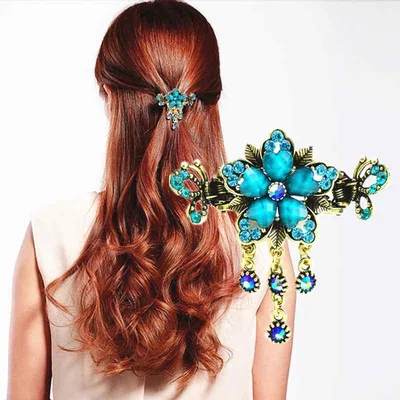 レディース ヘアアクセサリー バラ モチーフ 金属 ヘアクリップ かわいい デザイン カニ爪 タイプ アップヘア スタイリング ツール ファッション アイテム 日常使い 軽量 タイプ