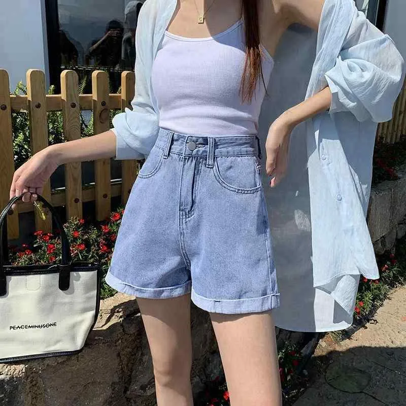 ショートパンツ レディース ゆったり ハイウエスト デニムパンツ 大きいサイズ 体型カバー 着痩せ Aライン 闊腿パンツ ホットパンツ カジュアル ボトムス 普段使い 通勤用 無地 脚長効果 伸縮性 通気性 春夏 快適 デニム ジーパン 切り替え スタイ