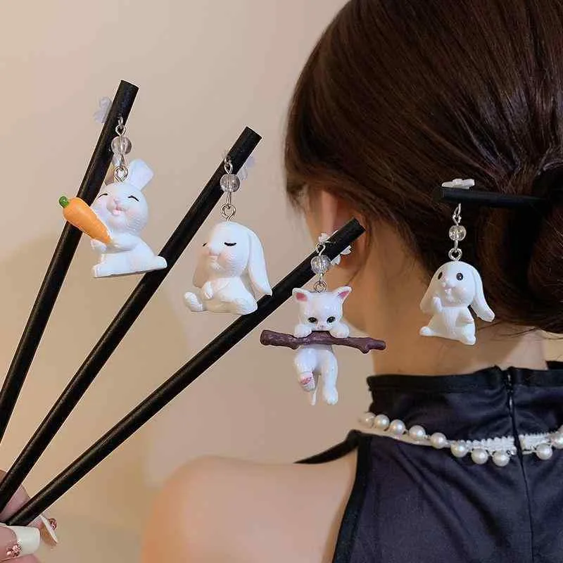 ヘアアクセサリー レディース 簪 かんざし 猫 ねこ モチーフ ヘアピン 髪飾り 和装小物 普段使い カジュアル オリジナルデザイン シンプル モダン 大人かわいい ヘアアレンジ まとめ髪 お団子ヘア 和服 着物 浴衣 袴 漢服 成人式 卒業式 発表会