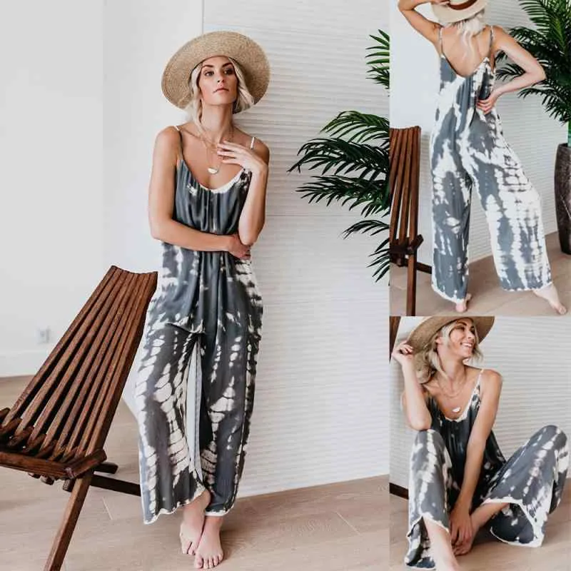 オールインワン レディース サロペット つなぎ ワイドパンツ ノースリーブ ロング丈 体型カバー ゆったり 大きいサイズ 着痩せ 花柄プリント エレガント きれいめ 通勤用 普段使い オフィス カジュアル シンプル 接触冷感 通気性 伸縮性 切り替えデザ