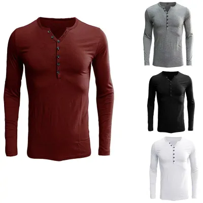 トップス 男性用 長袖 Tシャツ ヘンリーネック メンズ カットソー インナー 秋物 冬物 秋冬物 大きいサイズ ゆったり 体型カバー 着痩せ 細見え 普段着 通勤用 アウトドア 伸縮性 カジュアル ナチュラル スタイル シンプル 無地 質感 高級感 重