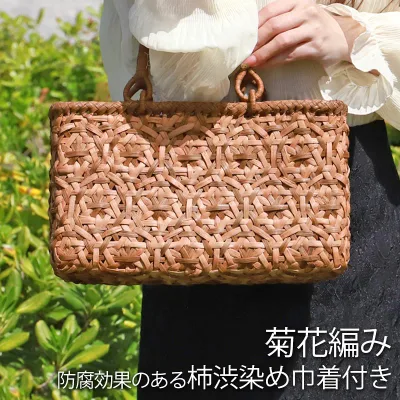 【5%OFFクーポン 14日20時〜】 山葡萄 かごバッグ 1年保証付き 内布付き 山ぶどう やまぶどう 蔓 天然素材 カゴバッグ 籠バッグ バスケット レディース 大人 おしゃれ 綺麗 菊花編み リングハンドル 手提げ B5 ハンドメイド 手作り 母の日 送料無料