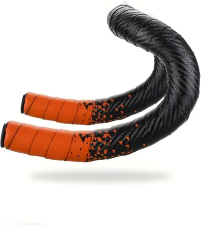 自転車 バーテープ ドロップ ハンドル ロードバイク エンドプラグ付き 左右セット (オレンジ, 長さ2150mm、幅30mm、厚み2.5mm)