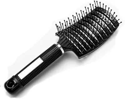 ヘアブラシ パドック 髪 頭皮 ヘッド ケア スタイリング ブロー ドライヤー 用 シリコン ハンドル さらさら ブラッシング 絡まない キューティクル ベーシックブラック (ベーシックブラック, Medium)