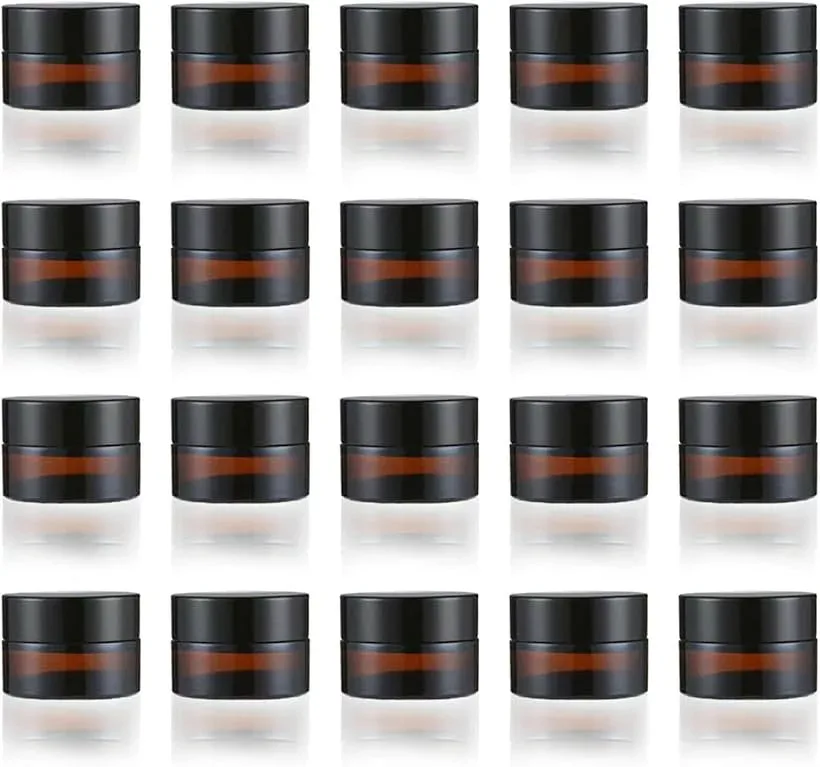 クリーム容器 遮光瓶 ガラス製 ジャー 詰め替え 保存用 中蓋付き (茶色, 20g, 20個)