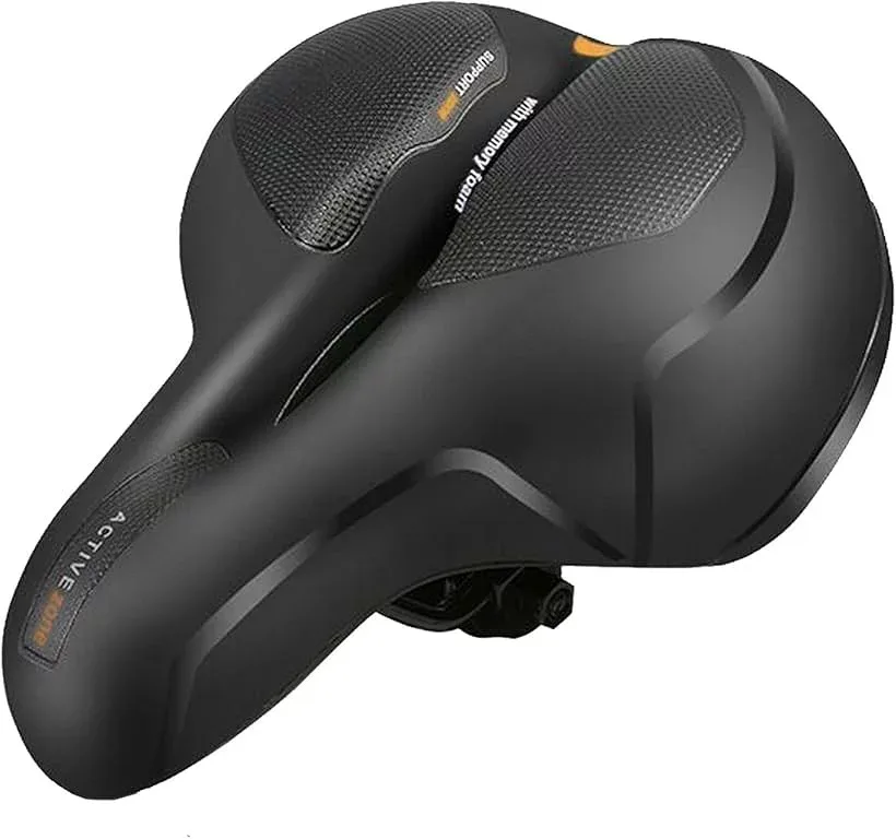 自転車サドル 肉厚クッション ソフトサドル お尻 痛くない 衝撃 吸収 サドルクッション ロードバイク マウンテンバイク 通気性 快適 黒-黄 (黒黄)