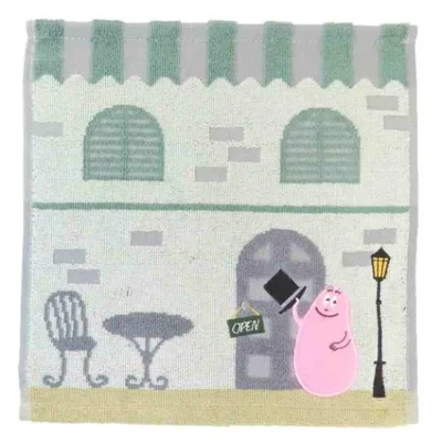 ミニタオル バーバパパ ジャガードハンカチタオル 小さな街の物語 BARBAPAPA 丸眞 汗拭きタオル メール便可 マシュマロポップ