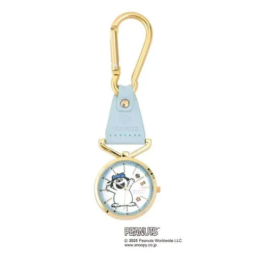 キーホルダー時計 スヌーピー カラビナレザーウォッチJ BL ピーナッツ フィールドワーク プレゼント バッグチャーム メール便可 マシュマロポップ