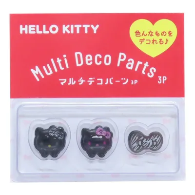 【最大1000円OFFクーポン!】ハローキティ ネイルパーツ マルチデコパーツ3P ゼブラ柄ブラック サンリオ 【メール便可】
