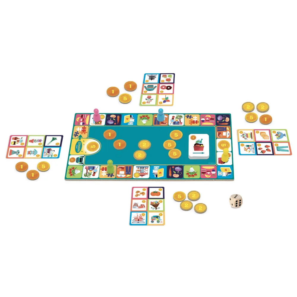 ボードゲーム おままごと お買い物 まねごと 知育玩具 おもちゃ 5歳 6歳 7歳 8歳 9歳 10歳 DJECO ジェコ リトル マーケット(DJ08533)