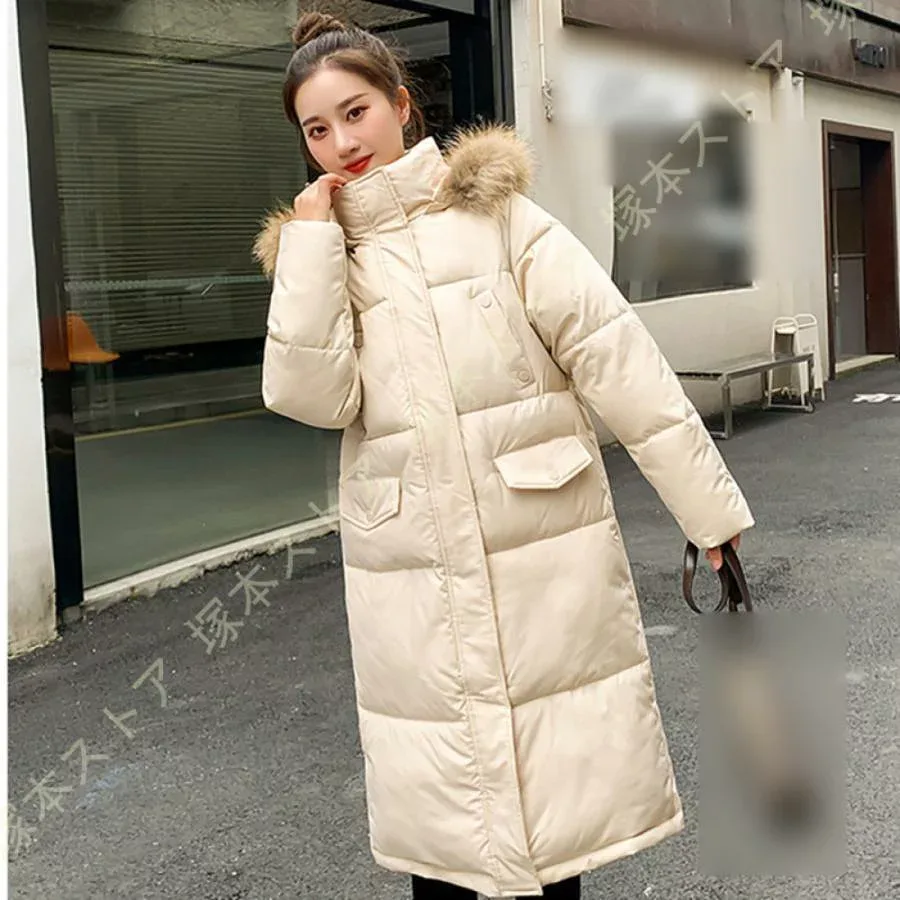 レディース ダウンジャケット 冬 厚手 防寒服 アウトドア ロングコート フードコート ファー 防風 柔らかい 中綿コート 韓国風 軽量 ファッション 暖かい 極暖