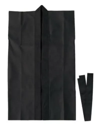 不織布ロングハッピ 黒 Sサイズ