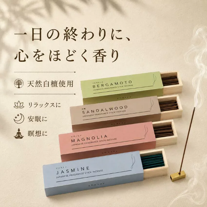 【今すぐ使える100円OFFクーポン】天然白檀 お香 スティック 日本製 サンダルウッド 線香 アロマ リラックス ストレス解消 安眠 瞑想 癒し 香彩堂 高級お香 室内香 ギフト おしゃれ