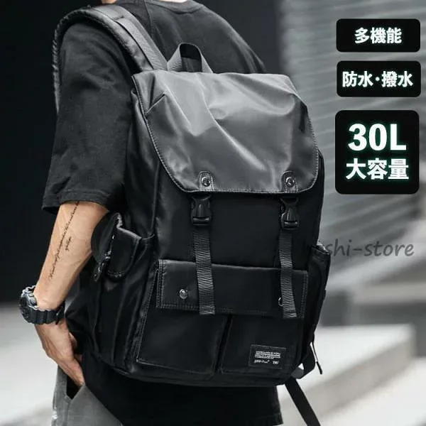 【ポイント5倍】リュックサック メンズ ストリート 大容量 防水 撥水 おしゃれ リュック バックパック ノート PC 通勤 通学 出張 旅行 登山 防災 バイク 収納 ブラック