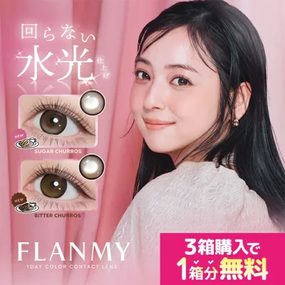 回らない水光カラコン 軸固定 【1箱分無料(3箱ご購入&クーポン利用)】 フランミー FLANMY カラコン ワンデー シュガーチュロス ビターチュロス 1箱10枚入 送料無料 佐々木希 1day 1日 UVカット 高含水 カラー 高度数