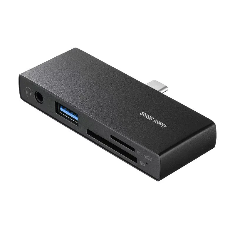 Sanwa Supply USB 5Gbps Type-C card reader (with 1 USB port) ADR-5TCSD2BK