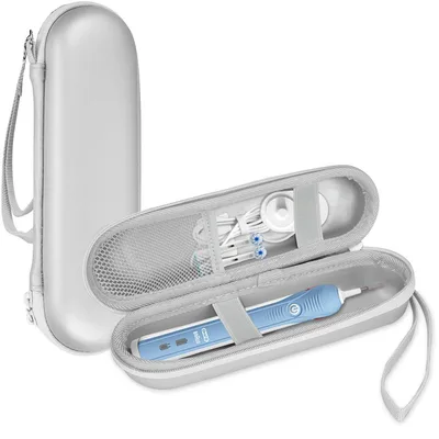 ProCase Oral B/Philips 歯ブラシ携帯用ケース,電動歯ブラシ収納ケース、メッシュポケット付き 対応機種: Oral-B Pro 、Philips Sonicare など – シルバー