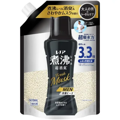 レノア 煮沸レベル超消臭 抗菌ビーズ MEN Fresh Musk 清潔感あふれるムスクの香り 詰め替え 1410mL