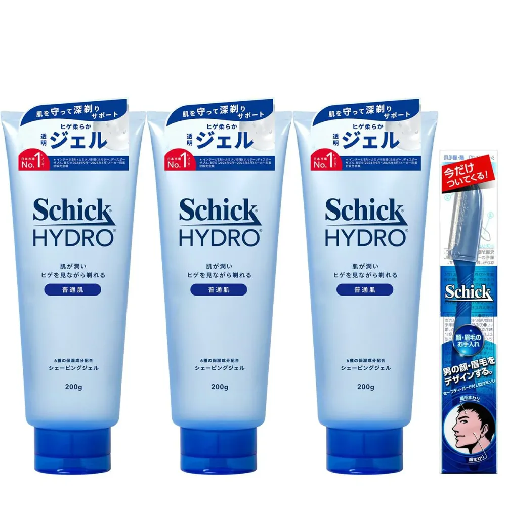 Schick(シック) ハイドロ 普通肌 シェービングジェル 200g×3本 おま け付き