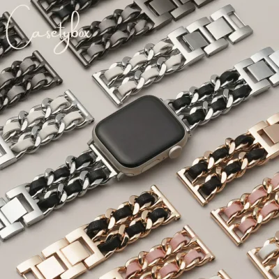 アップルウォッチバンド Apple Watch バンド チェーン ステンレス レディース 革 おしゃれ ブランド 本革 レザー アップルウォッチ ベルト 38mm 40mm 41mm 42mm 44mm 45mm 46mm 49mm