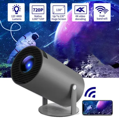 Projector, Small, Home Use, 4K Compatible, Ceiling Projection, Connects to Smartphone, 210° Rotation, Netflix/YouTubb Android TV 1080P Home Theater, 5G Wi-Fi 6, Ceiling, Home Theater, Children, Wall, Compact, Wireless Connection, Bluetooth 5.2 HDMI Cable and Remote Control Included