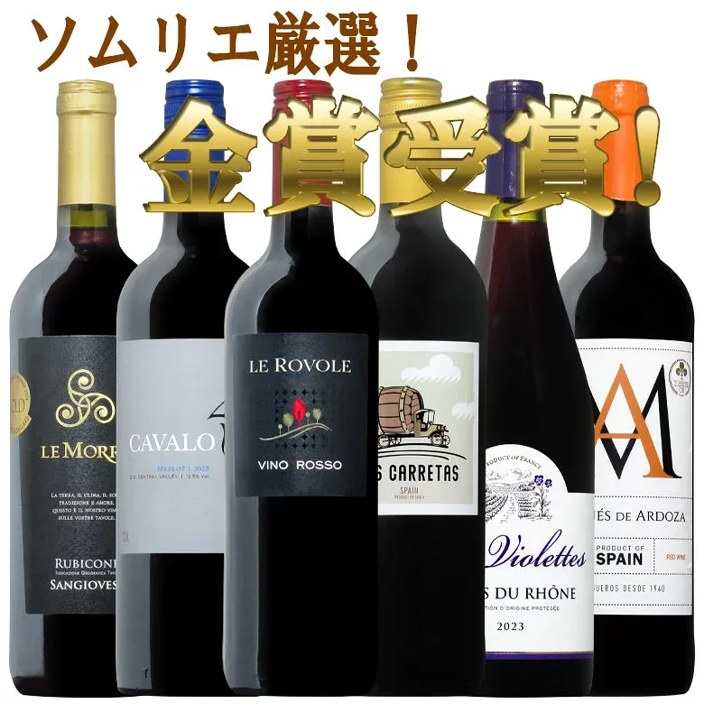 【ソムリエ厳選】全て金賞受賞!コク旨産地!コク旨品種を網羅!スペシャルワイン6本セット ワイン 金賞 赤ワイン 750ML おすすめ