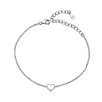 【中古】【輸入品・未使用】ChicSilver 925スターリングシルバー ミニマリスト ハート ラブ/ダビデの星 アンクレット ブレスレット カスタムカップル/恋人の名前 彫刻可能な