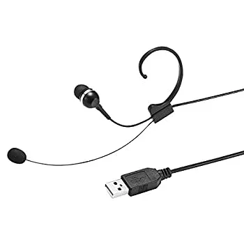 【未使用】【中古】 サンワサプライ USBヘッドセット 有線 片耳インイヤータイプ 軽量 Skype Zoom Teams対応 MM-HSU04BK
