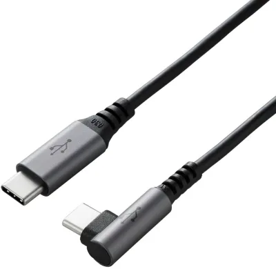 ELECOM エレコム USB2.0ケーブル/C-Cタイプ/L字コネクタ/認証品/PD対応/3A出力/1.0m/ブラック U2C-CCL10NBK