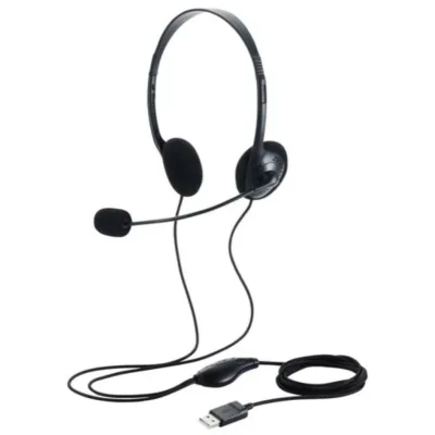 ELECOM エレコム 有線ヘッドセット/両耳オーバーヘッド/小型/USB-A/1.8m/ブラック HS-HP14SUBK