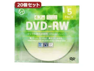 VERTEX 【20個セット】 VERTEX DVD-RW(Video with CPRM) 繰り返し録画用 120分 1-2倍速 5P インクジェットプリンタ