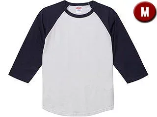 United Athle/ユナイテッドアスレ 5.6オンス ラグラン 3/4スリーブ Tシャツ Mサイズ (ホワイト/ネイビー) 504501-1086