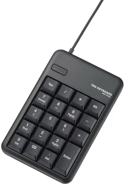 ELECOM エレコム 2ポートUSB2.0ハブ付テンキーボード/Mサイズ/メンブレン/ブラック TK-TCM012BK