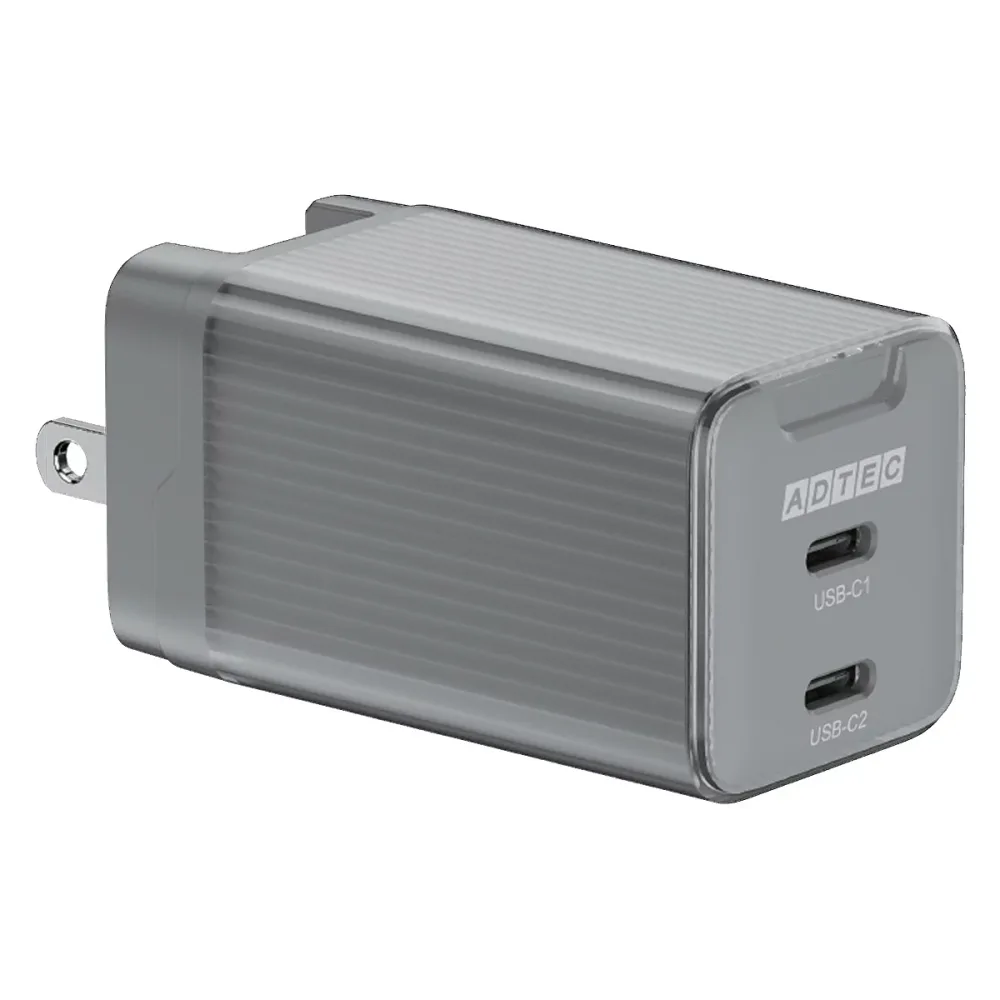 ADTEC アドテック 65W出力対応PD充電器 Type-C×2ポート スイング収納対応プラグ APD-V065C2-BK ブラック